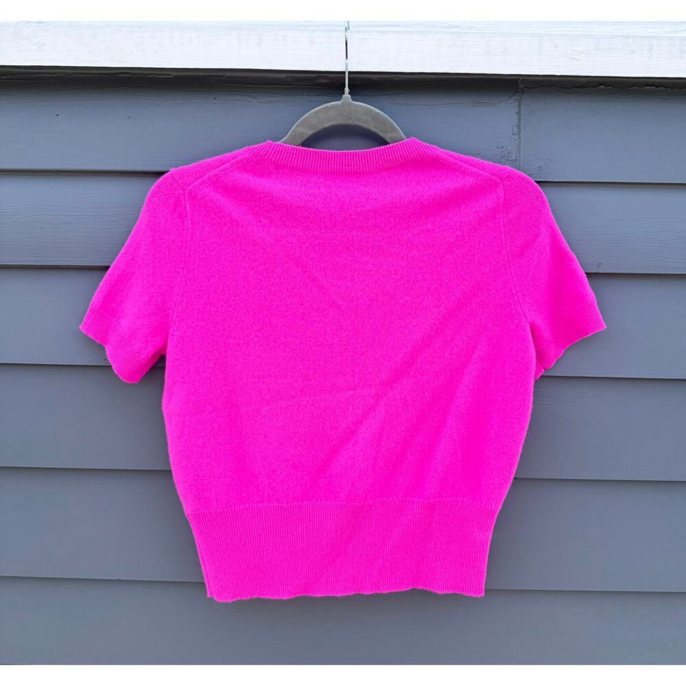 J.CREW Cashmere shrunken T-shirt Wild Peony Hot Pink XS - Picture 4 of 4